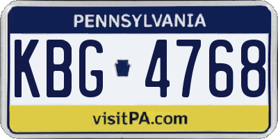 PA license plate KBG4768