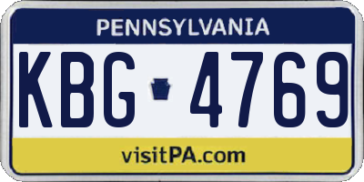 PA license plate KBG4769