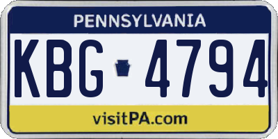 PA license plate KBG4794