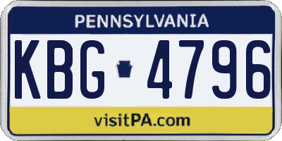 PA license plate KBG4796