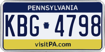 PA license plate KBG4798