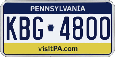PA license plate KBG4800