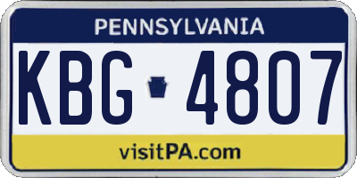 PA license plate KBG4807