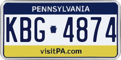 PA license plate KBG4874