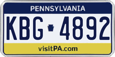 PA license plate KBG4892