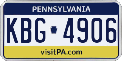 PA license plate KBG4906