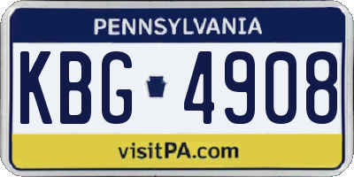 PA license plate KBG4908