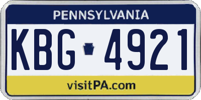 PA license plate KBG4921