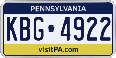 PA license plate KBG4922