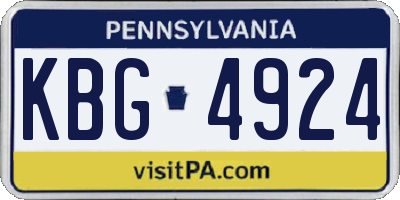 PA license plate KBG4924