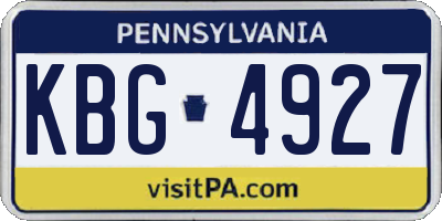 PA license plate KBG4927