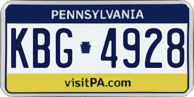 PA license plate KBG4928