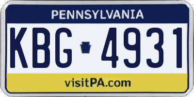 PA license plate KBG4931