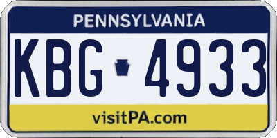 PA license plate KBG4933