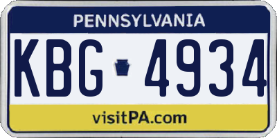 PA license plate KBG4934