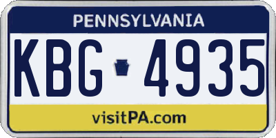 PA license plate KBG4935