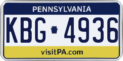 PA license plate KBG4936