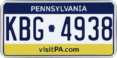 PA license plate KBG4938