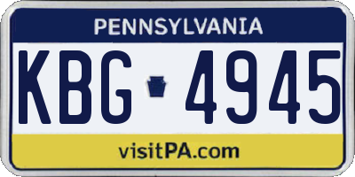 PA license plate KBG4945