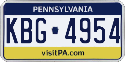 PA license plate KBG4954