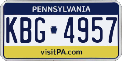 PA license plate KBG4957