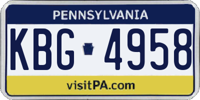PA license plate KBG4958