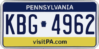 PA license plate KBG4962