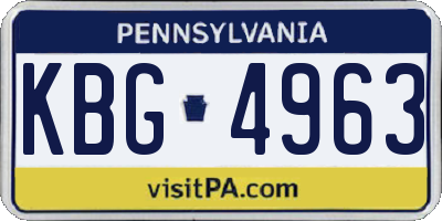 PA license plate KBG4963