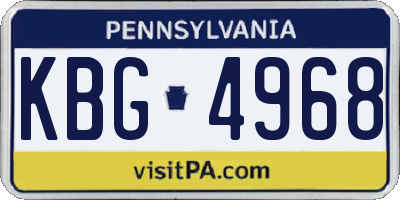 PA license plate KBG4968
