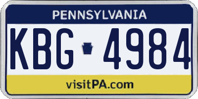 PA license plate KBG4984
