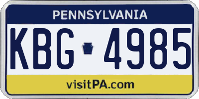 PA license plate KBG4985