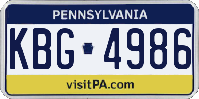 PA license plate KBG4986