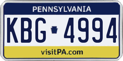 PA license plate KBG4994