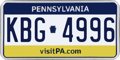 PA license plate KBG4996