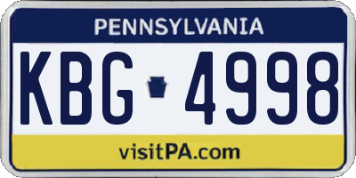 PA license plate KBG4998