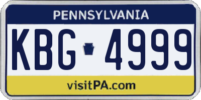 PA license plate KBG4999