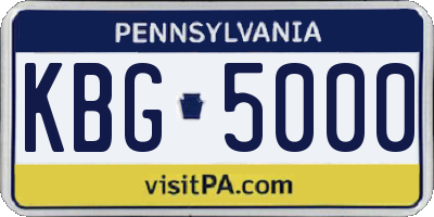 PA license plate KBG5000