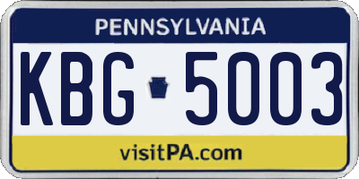 PA license plate KBG5003