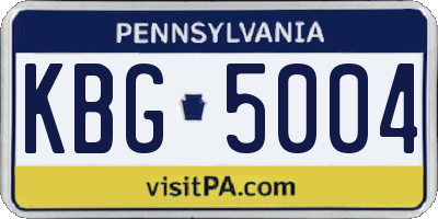 PA license plate KBG5004