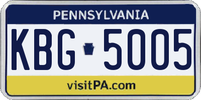 PA license plate KBG5005
