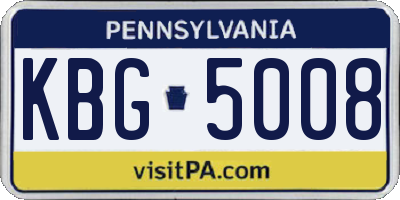 PA license plate KBG5008