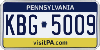 PA license plate KBG5009