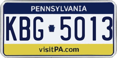 PA license plate KBG5013