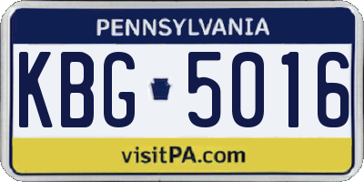 PA license plate KBG5016