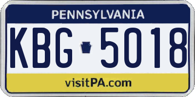 PA license plate KBG5018