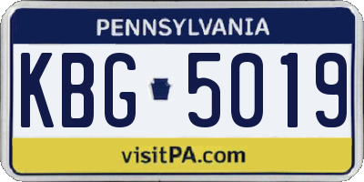 PA license plate KBG5019