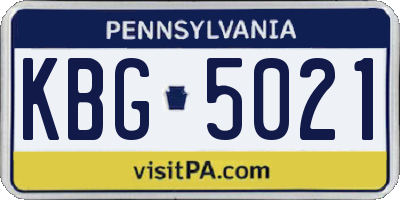PA license plate KBG5021
