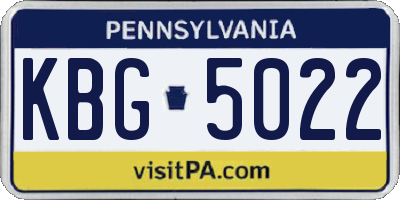 PA license plate KBG5022