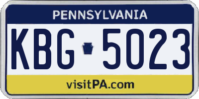 PA license plate KBG5023