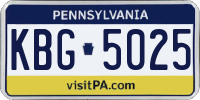 PA license plate KBG5025